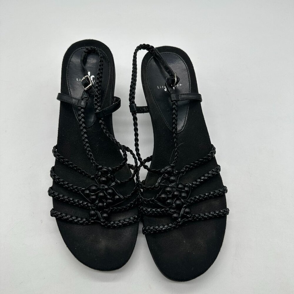 EUC Womens Life Stride Black Short Heeled Shoes Beaded 8M 8 Jalene